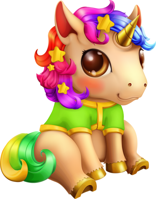 Cartoon little unicorn character 3d icon